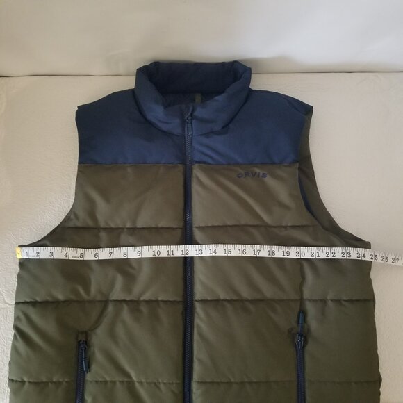 ORVIS Men L Ripstop Quilted Puffer Blue Green Full Zip Insulated Vest Jacket - Picture 11 of 14